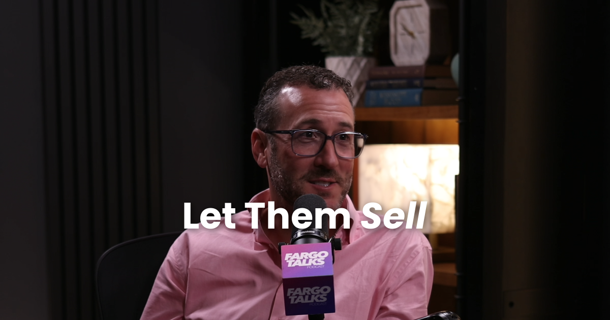 Judd Hoffman speaking on the Fargo Talks podcast, with the on-screen title card reading Let Them Sell