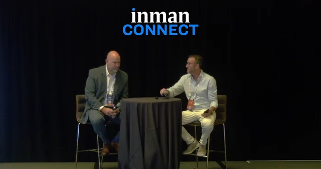 Phil Hawkins, CEO of the California Association of REALTORS, speaking on stage at Inman Connect beside Ethica CEO Judd Hoffman